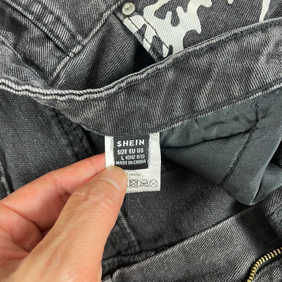 EZwear Jeans L Loose Relaxed High Waist Lightning Y2K Style Skater Goth Punk - Picture 6 of 12